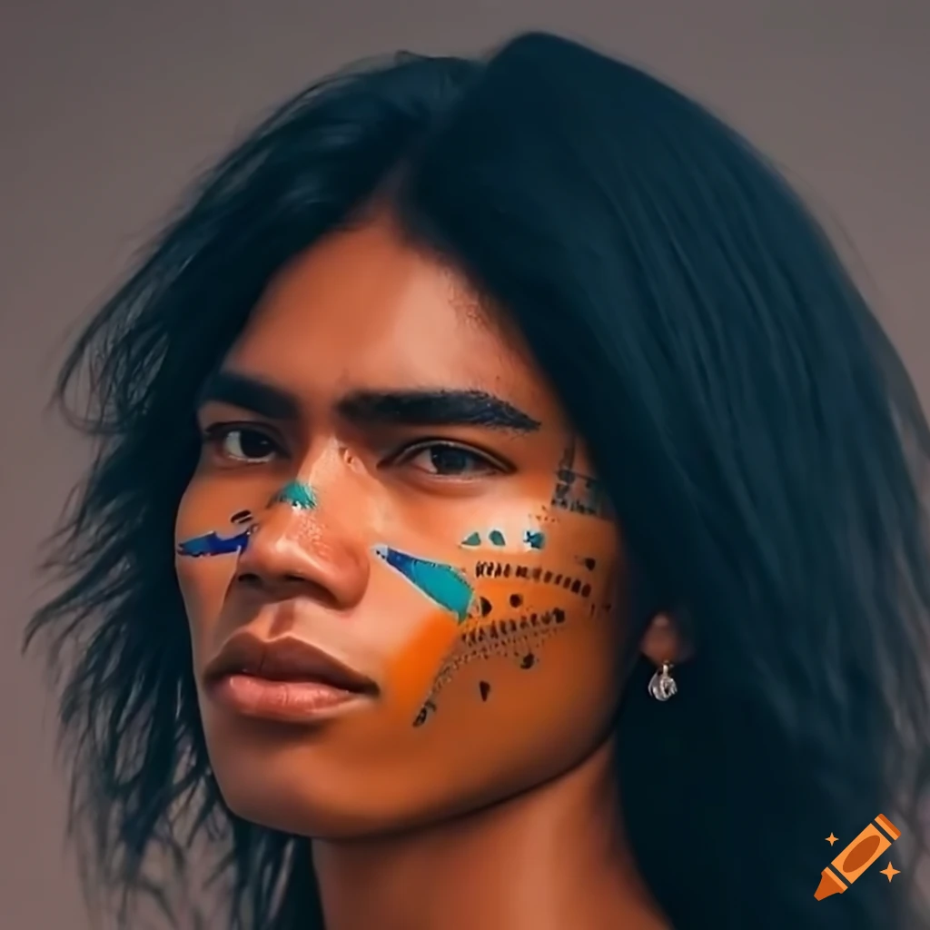 Brazilian indigenous man with long black hair in casual clothing