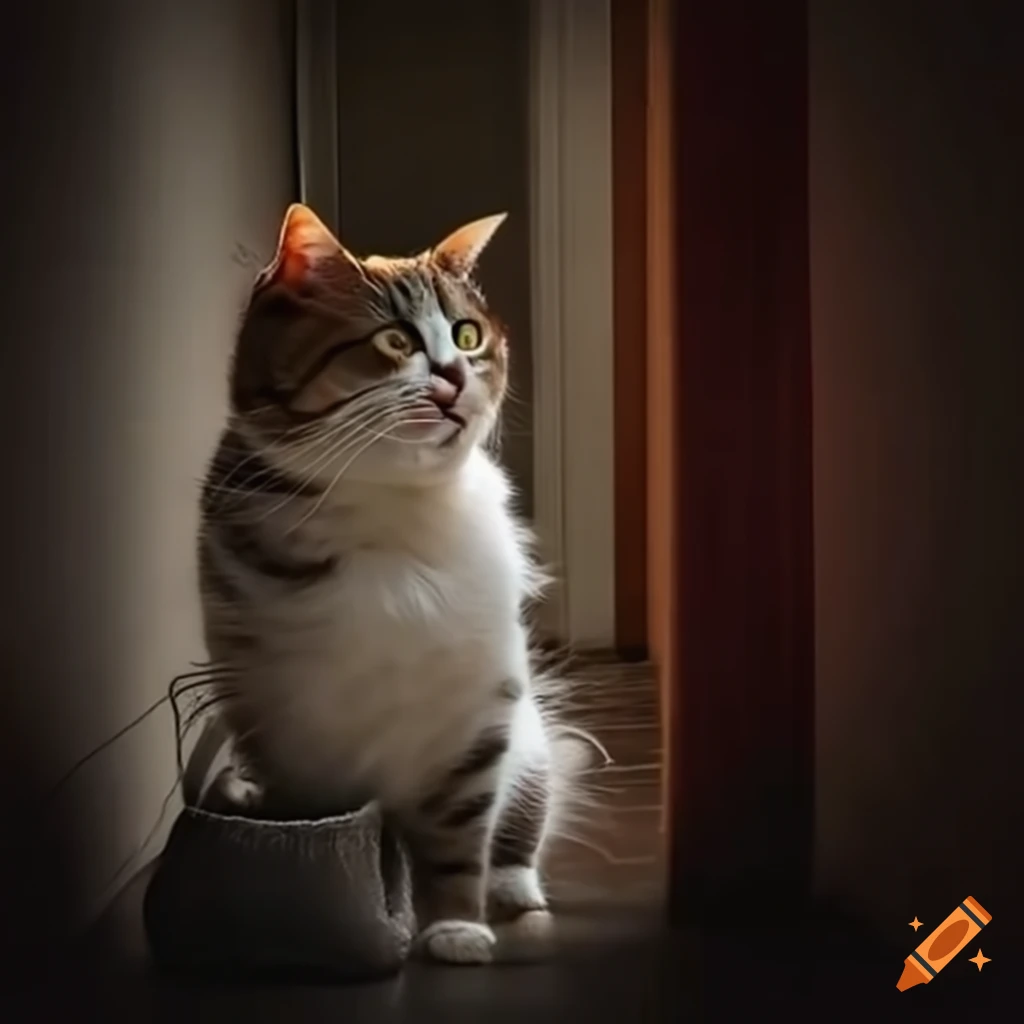 Captivating cats playing with string in a hallway