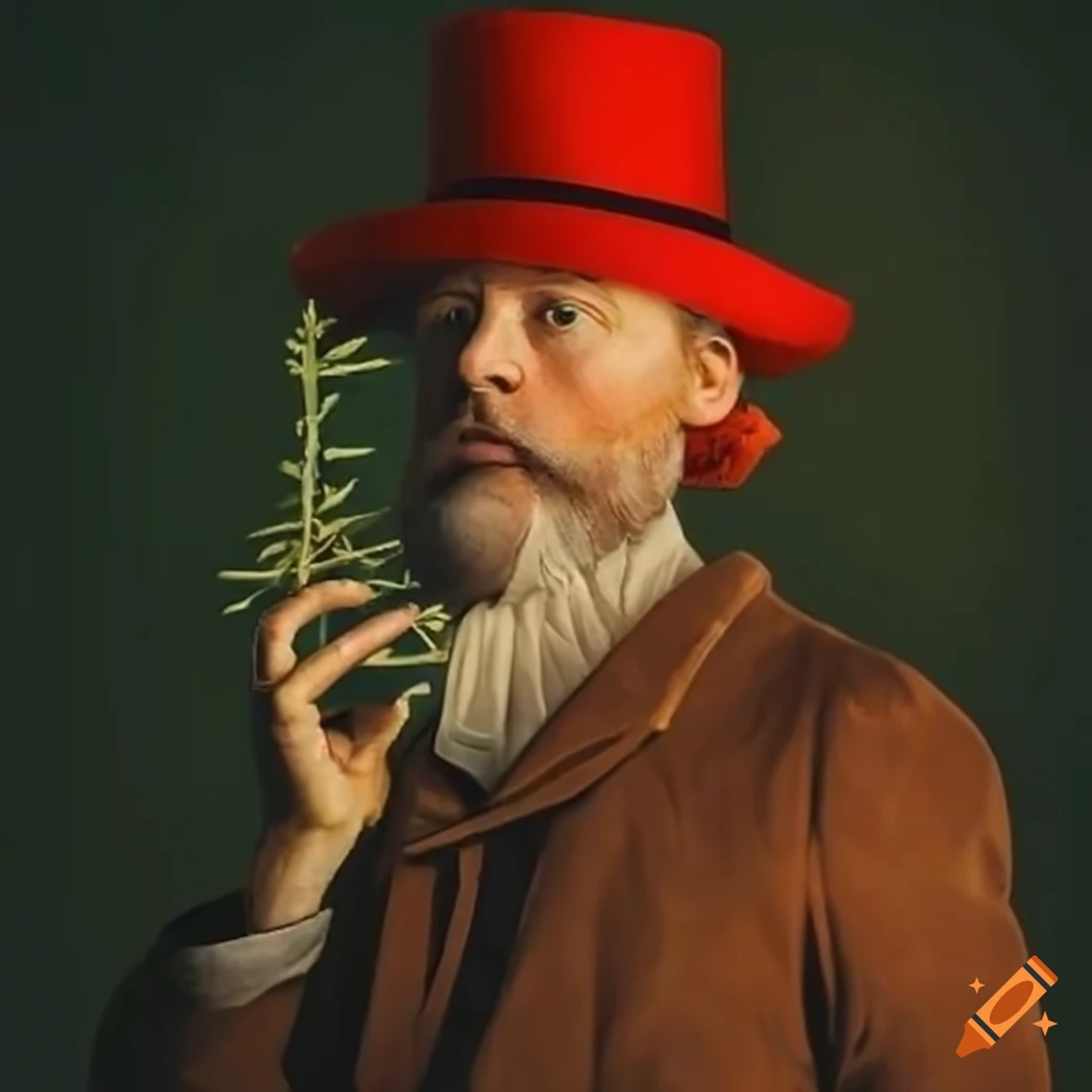 Man with red hat standing on a pineapple on the eiffel tower on Craiyon