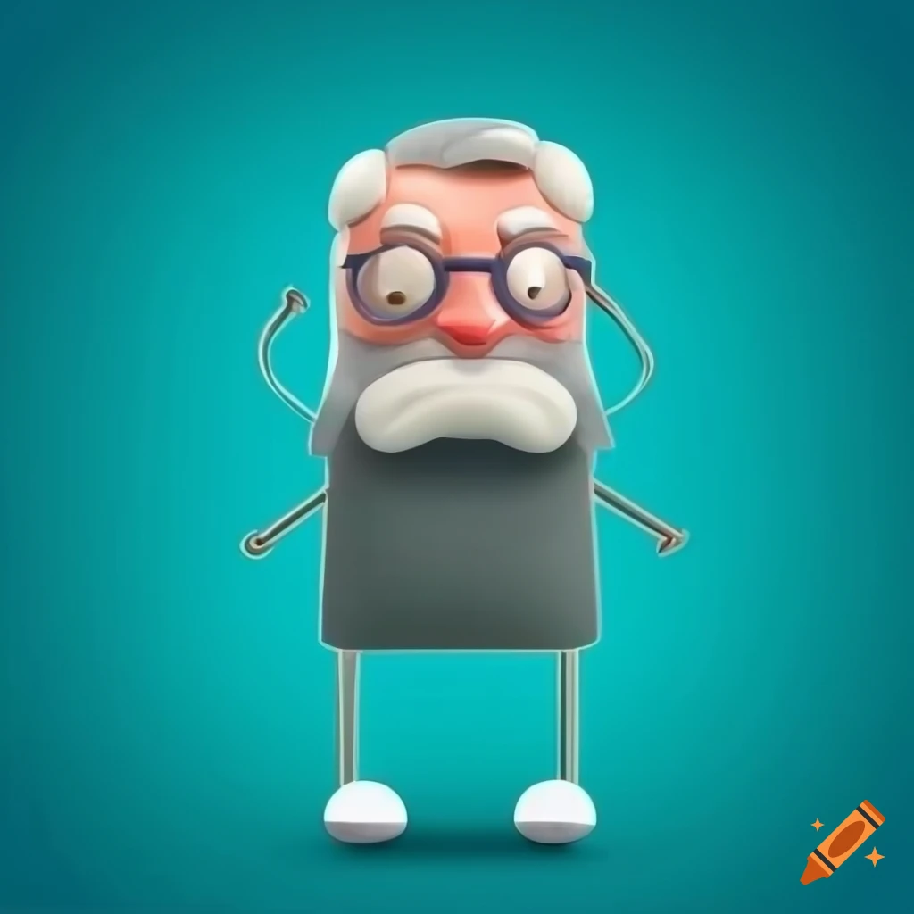 Paperclip character representing a wise old coder with stylish cartoon