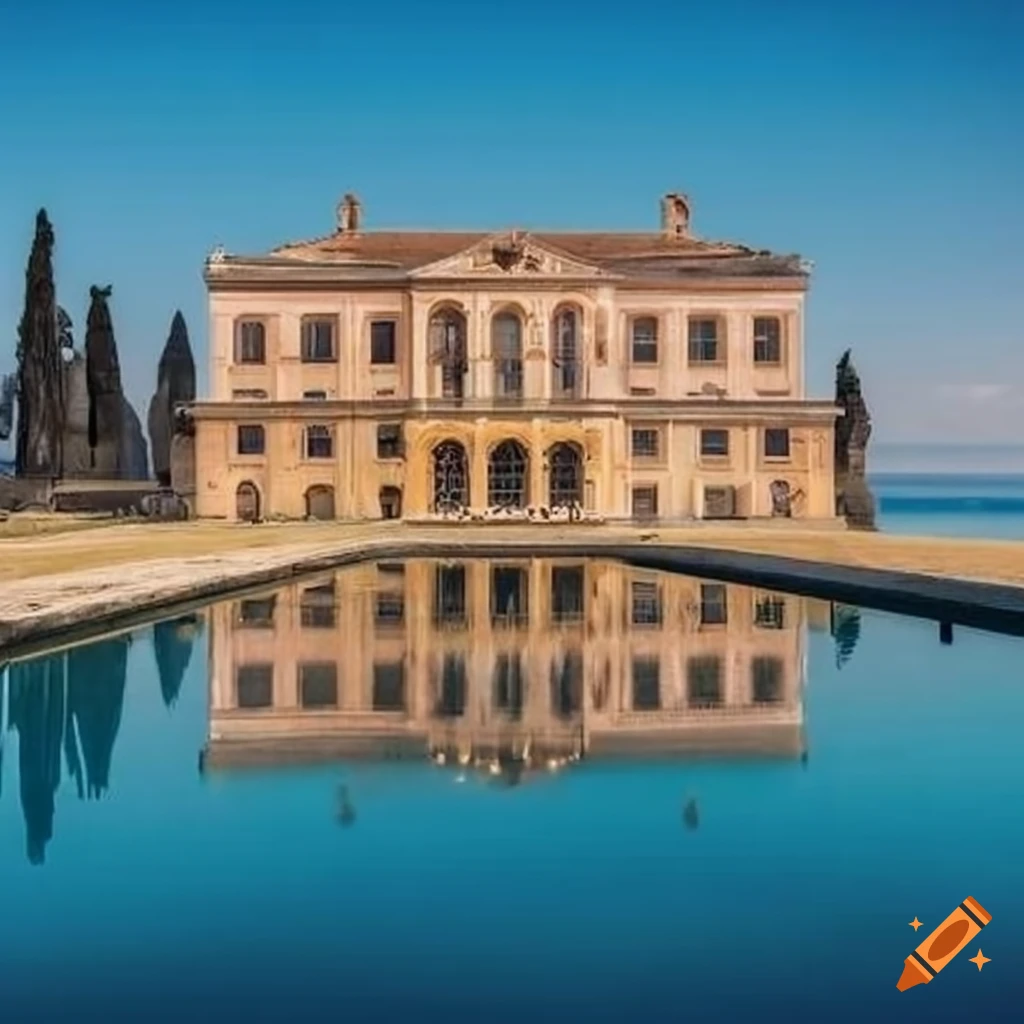Stunning Grecian palace on the serene coastline