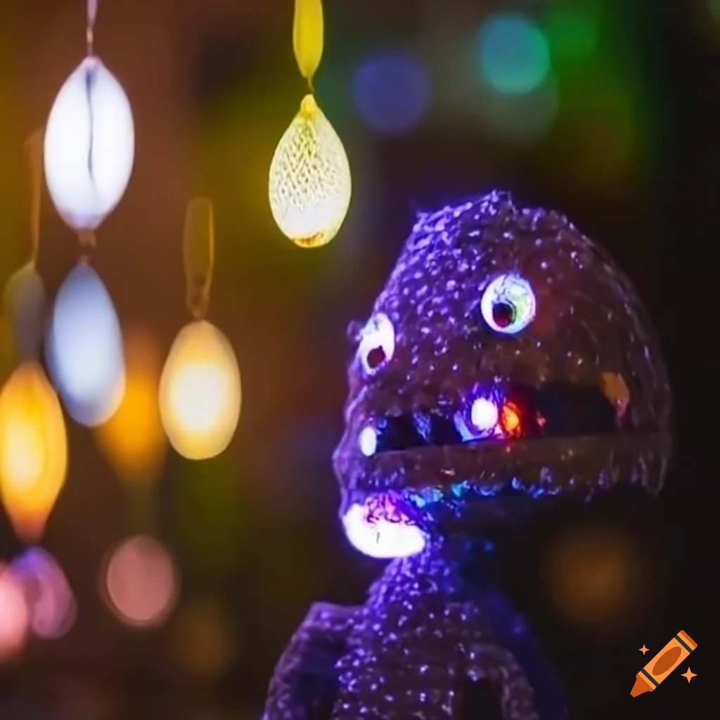 Monster made of fairy lights in a gift shop