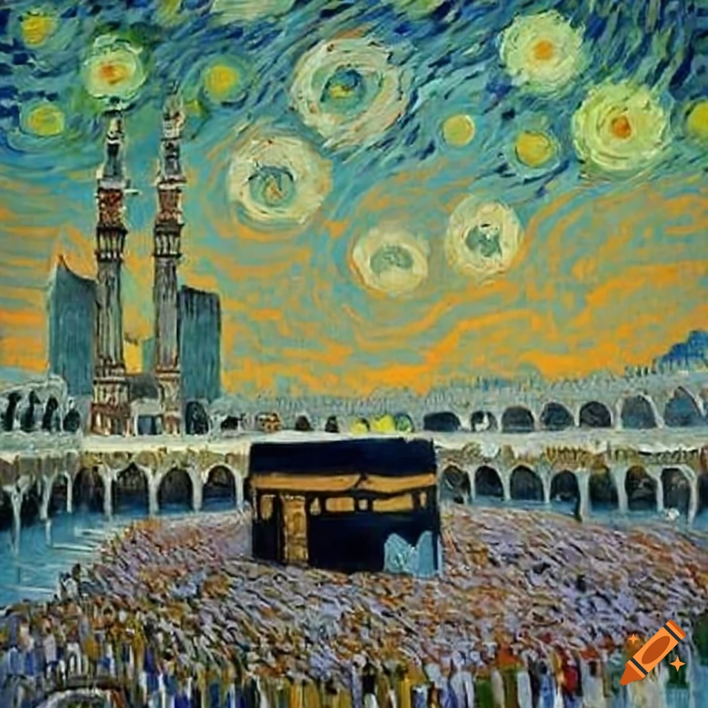 Masjidil haram painting by van gogh on Craiyon