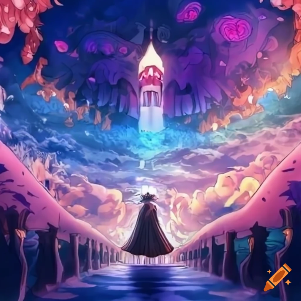 Anime depiction of the gate of heaven