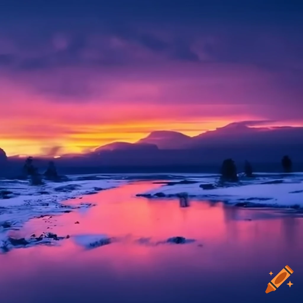 Sunsets with thunderstorms and snow