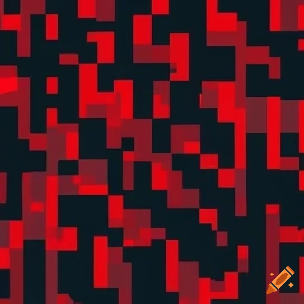 Greyscale camouflage pattern with red highlights in pixel style