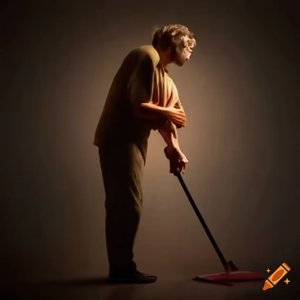 Man with brown hair working as a janitor