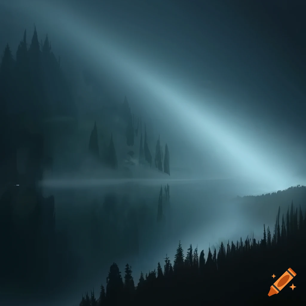 God rays shining on a mountain lake creating a sense of naturalism and awe