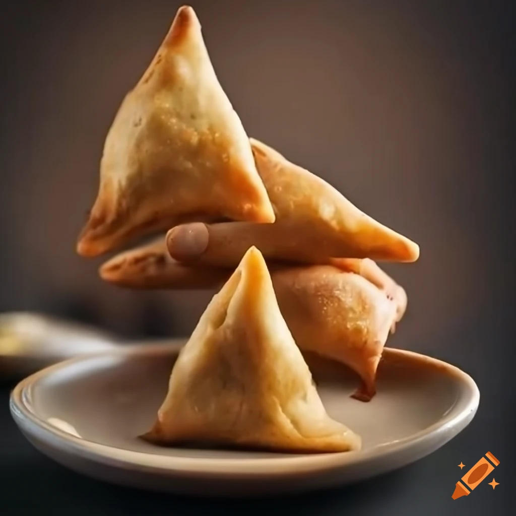 Indian finger foods spread with samosas and sweet gulab jamun
