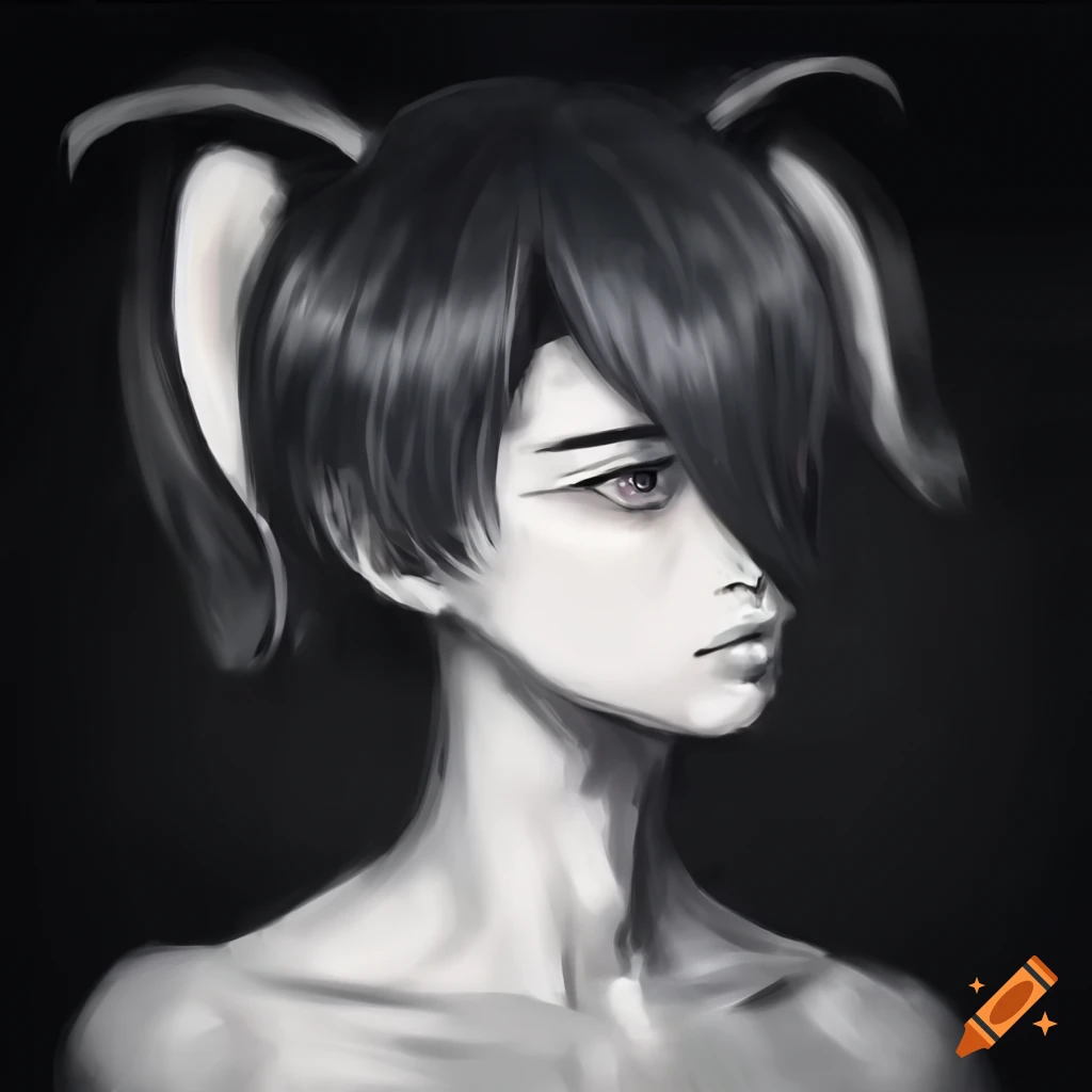 Anime hybrid human male with dog features