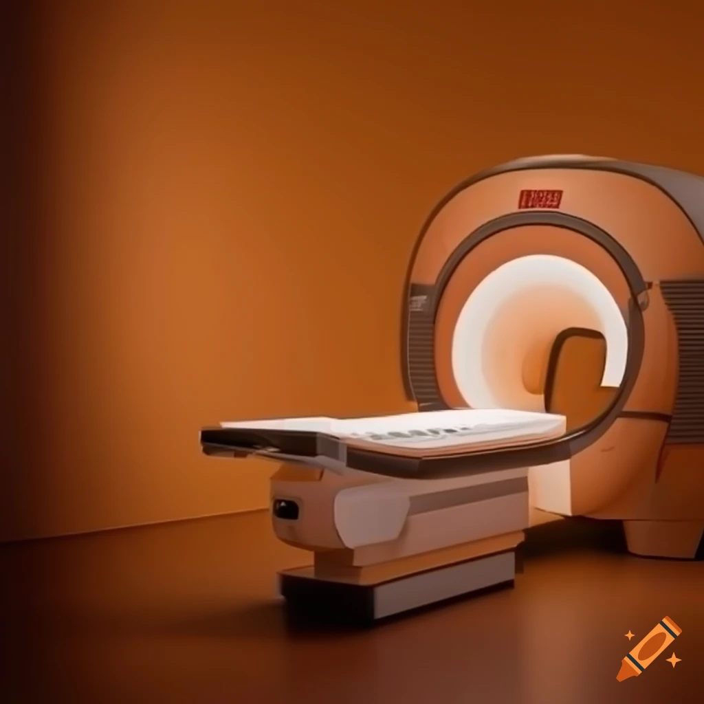 MRI machine in warm tones