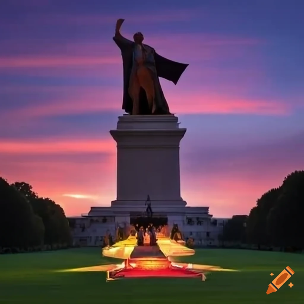 Grand monument of famous political figure in the White House lawn