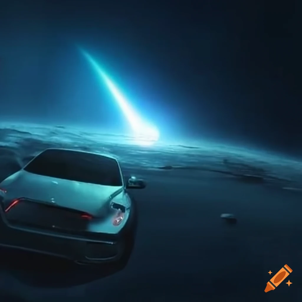 Man driving car about to be hit by a meteor