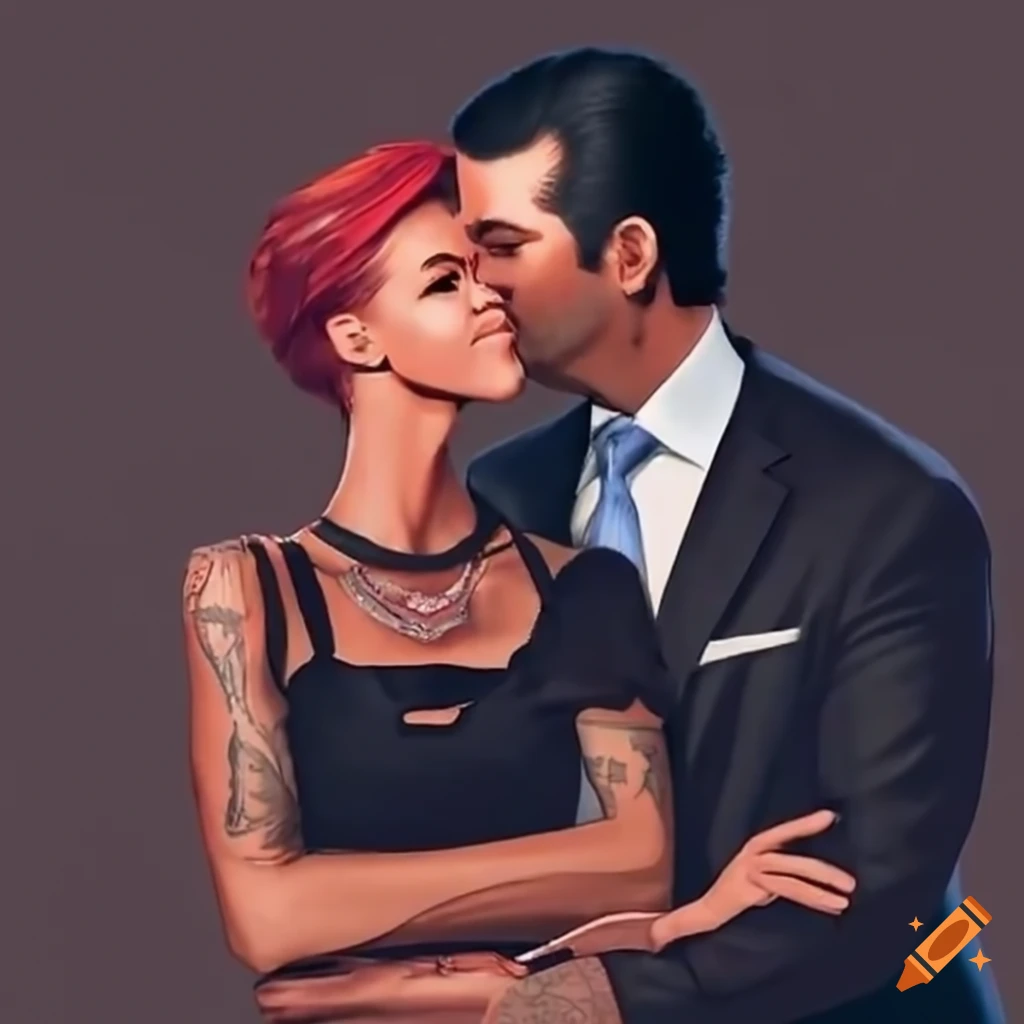 Donald trump jr. embracing ruby rose on Craiyon