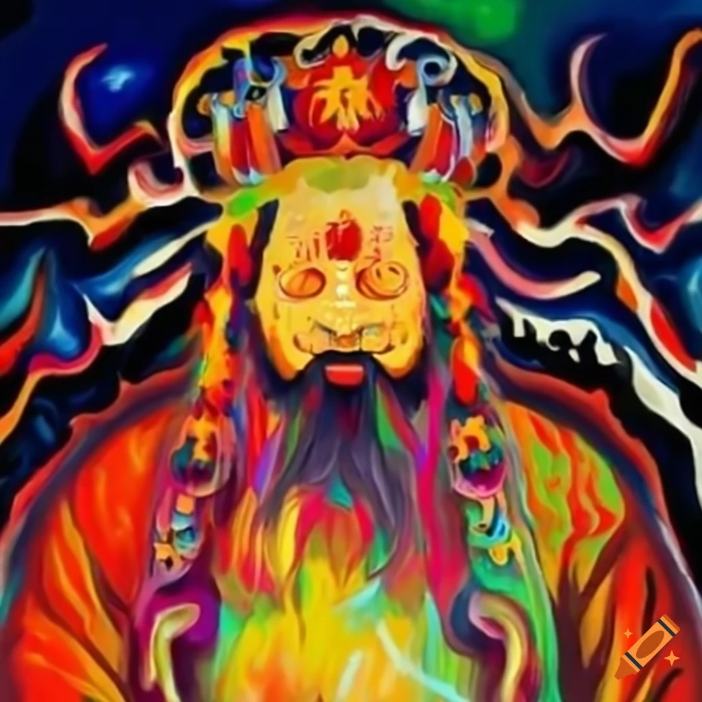 Pangu Chinese god depicted in a death metal style