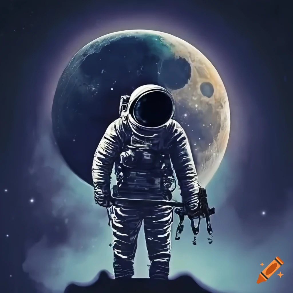Concert poster with astronaut moon and rocker