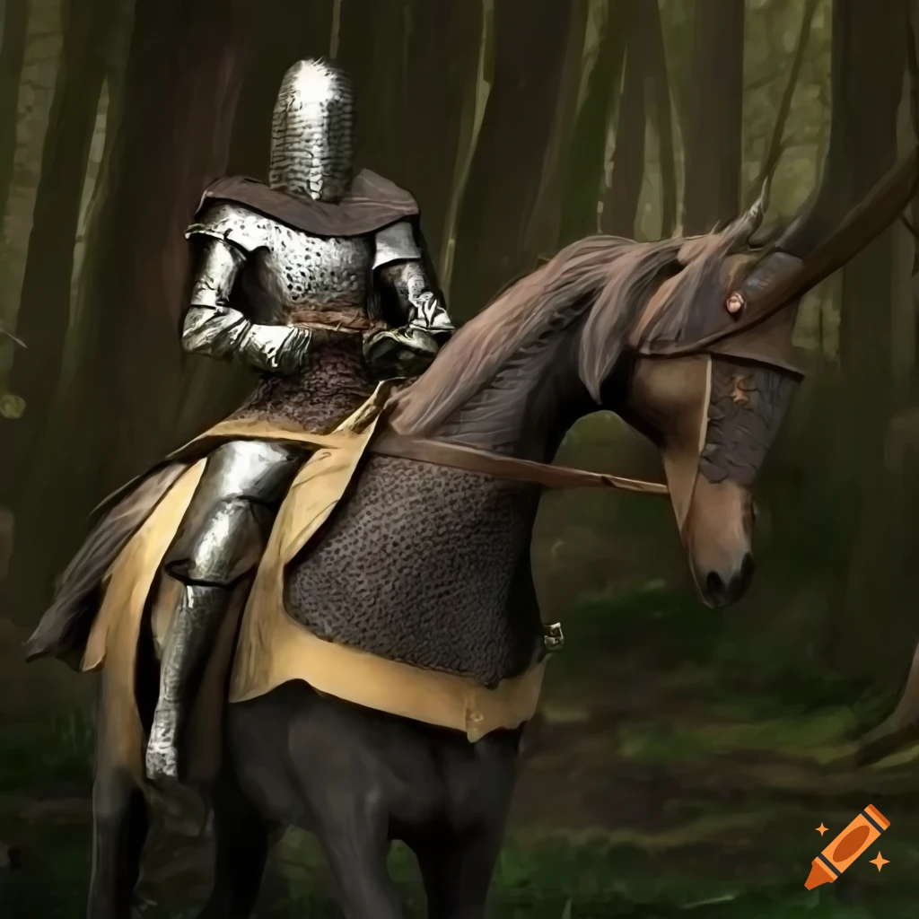 Medieval knight on a horse in the forest on Craiyon