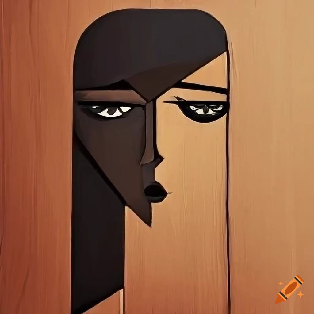 Minimalist abstract expressionist cubist woodprint of a woman on Craiyon