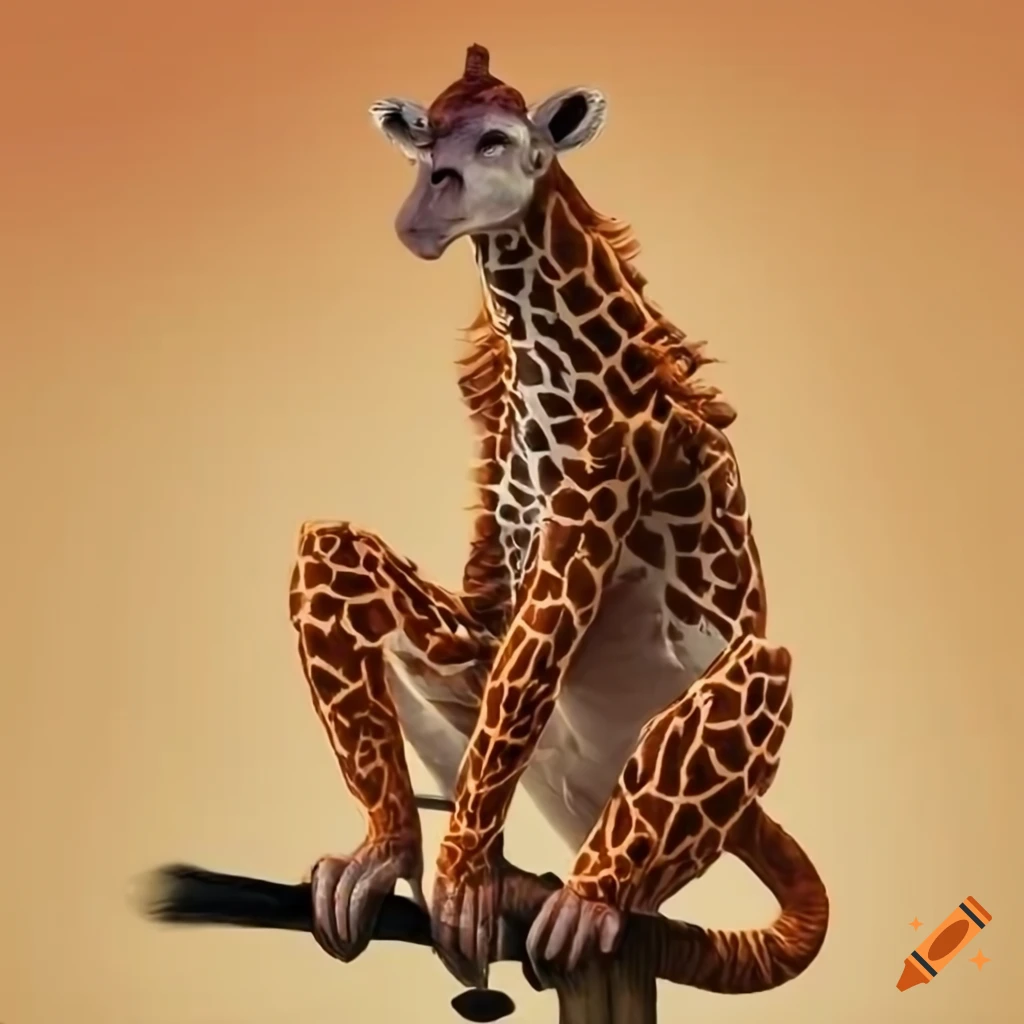 Mythical creature: 16ft monkey-giraffe hybrid with unique giraffe patterns