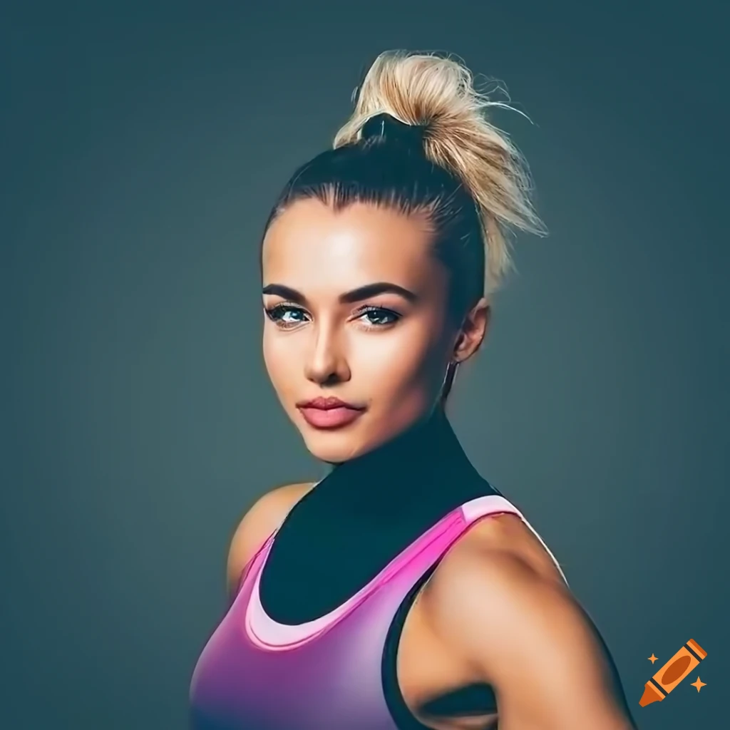  Athletic young woman taking a selfie in gym with natural lighting on ...