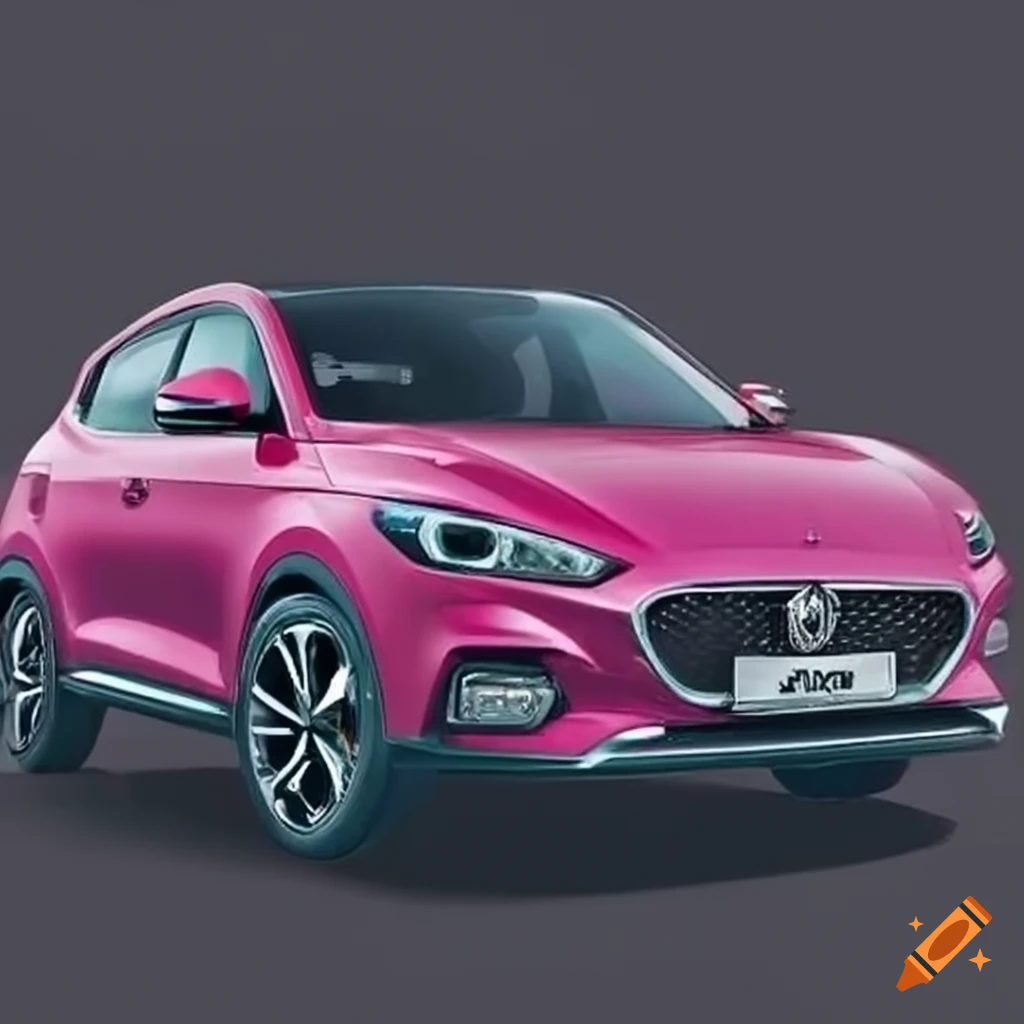 Mg car front view in pink color on Craiyon