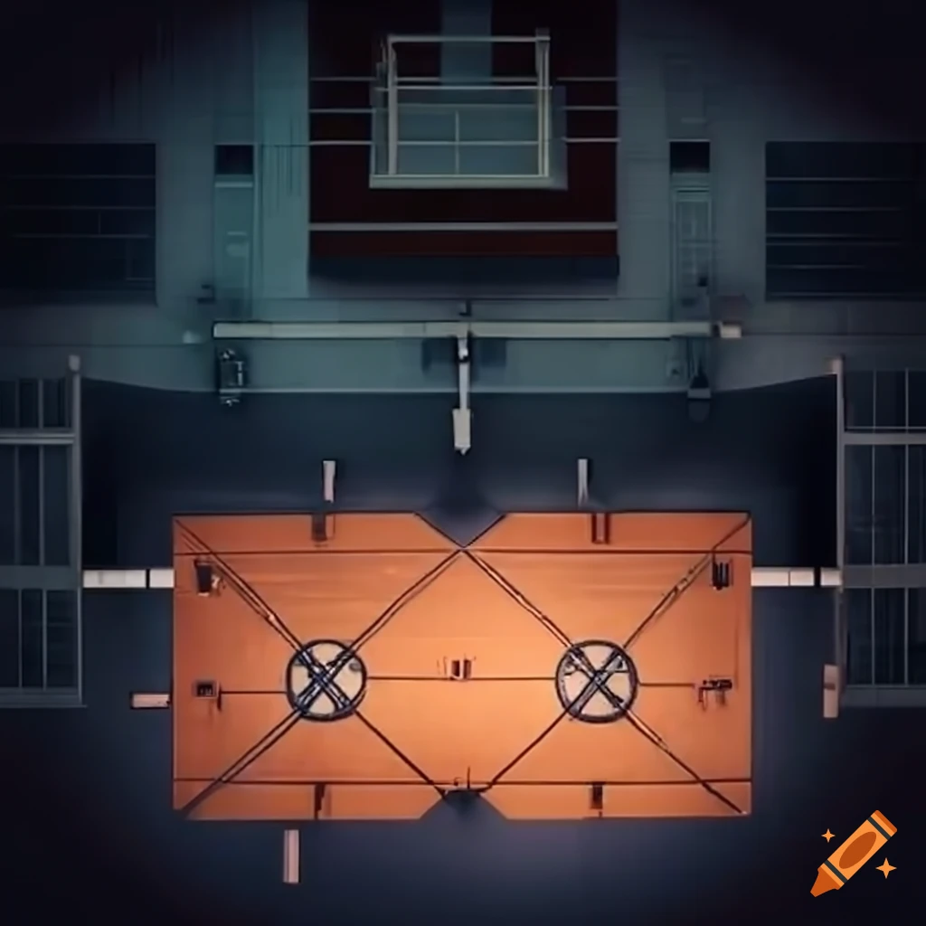 Top-down view of a gymnasium on Craiyon