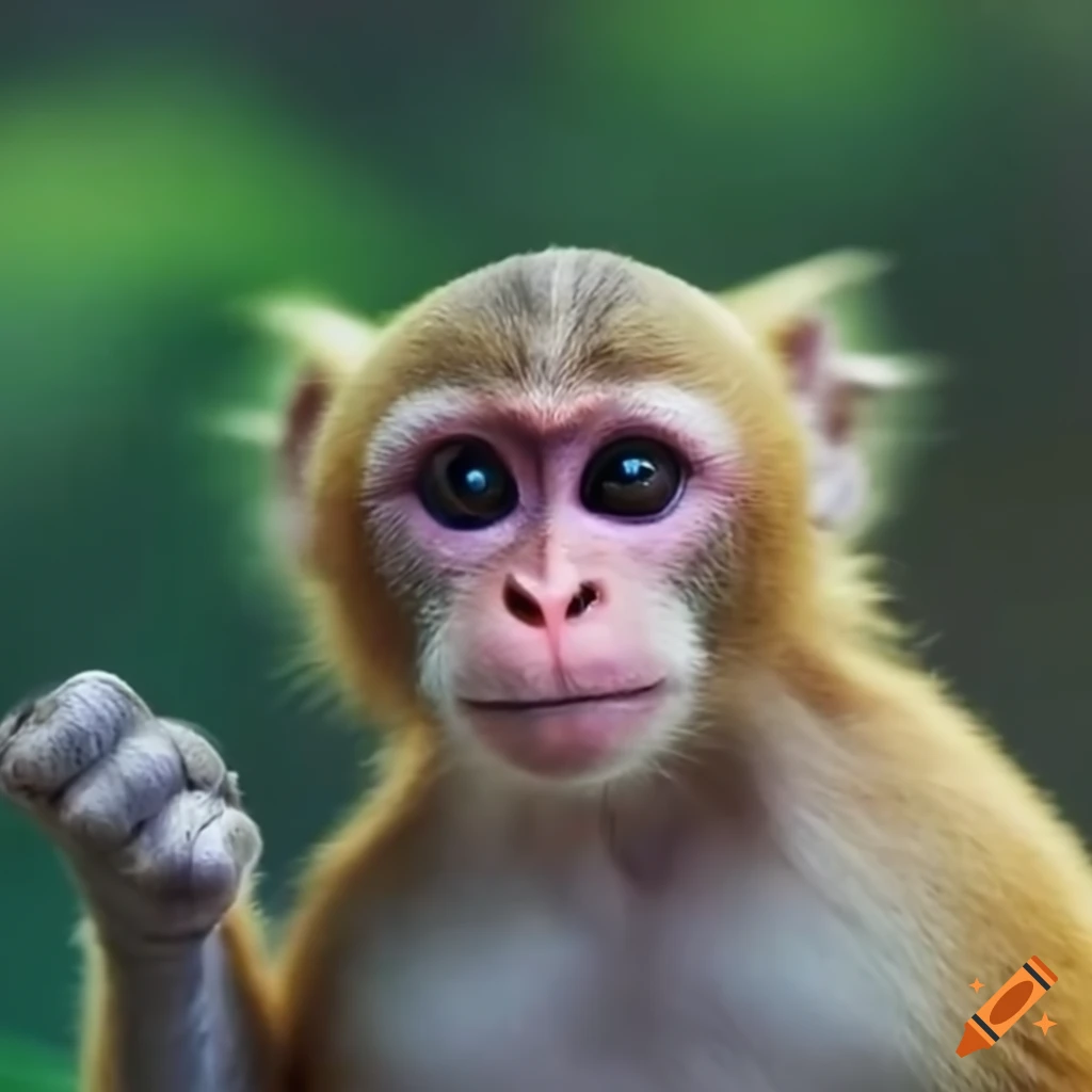 Adorable monkey playing in the sun