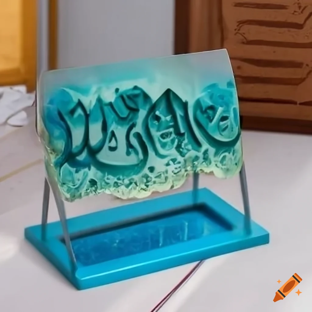 Stand with the word 'Ramadan' made of epoxy resin