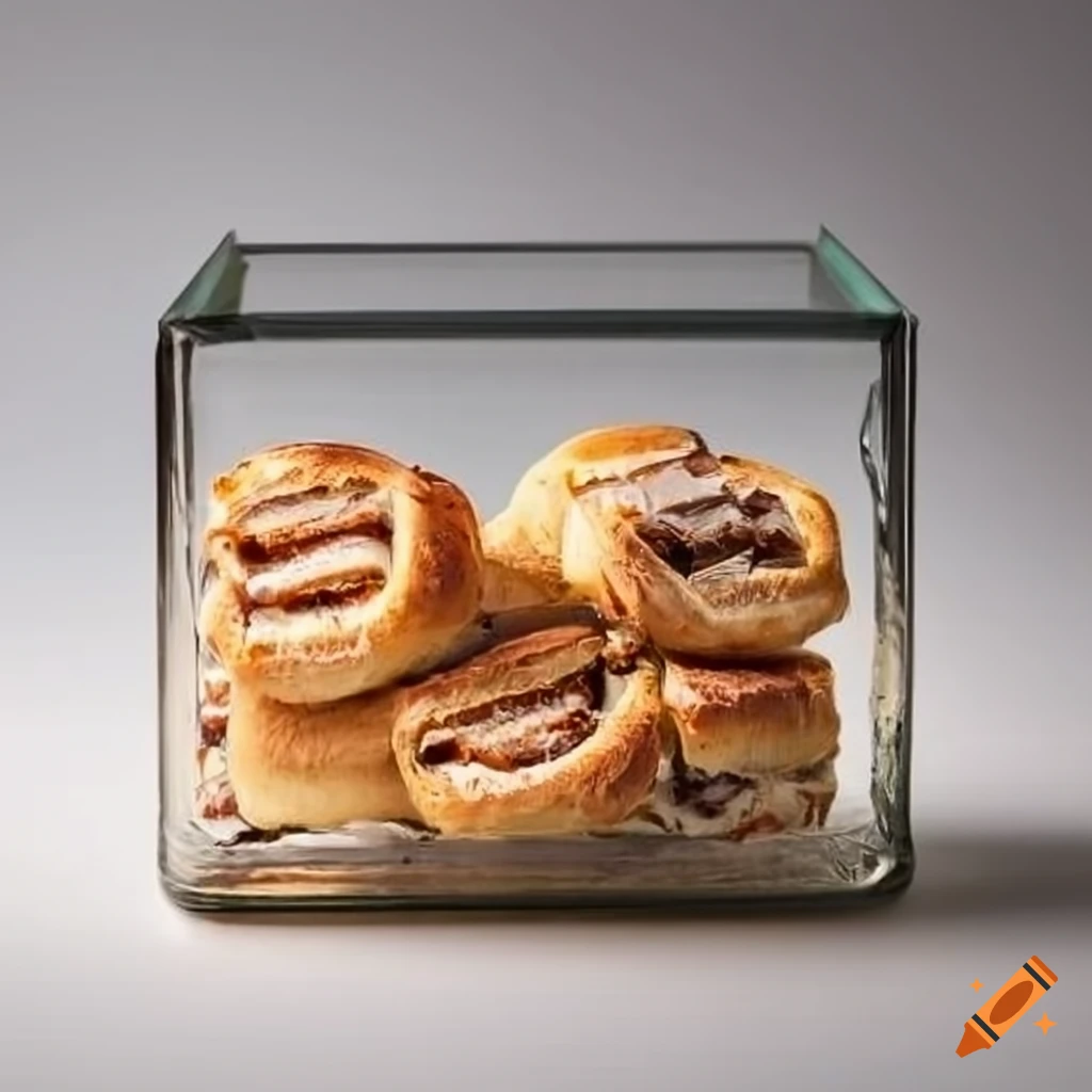 Huge glass vessel filled with strudel cookies