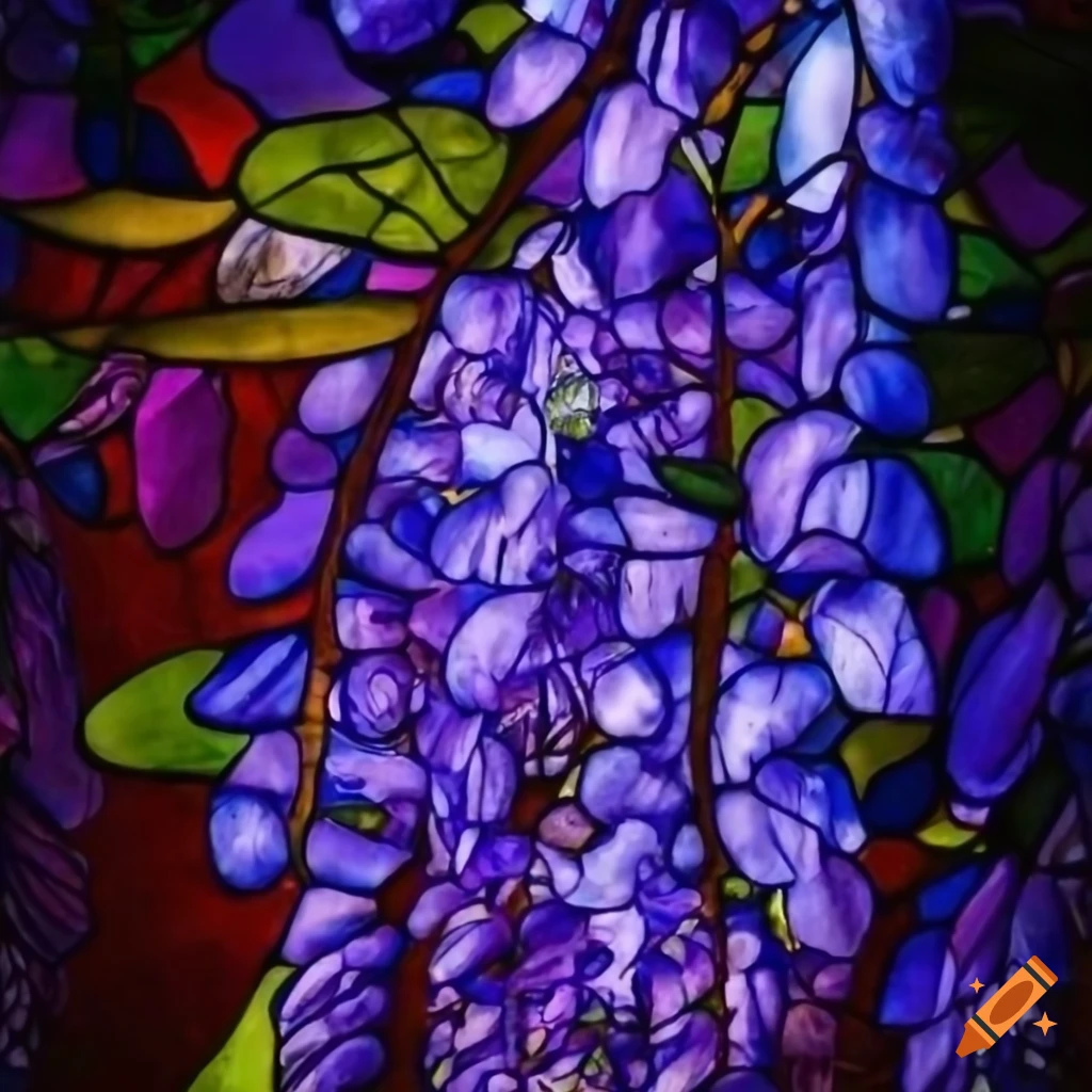 Stained glass wisteria design