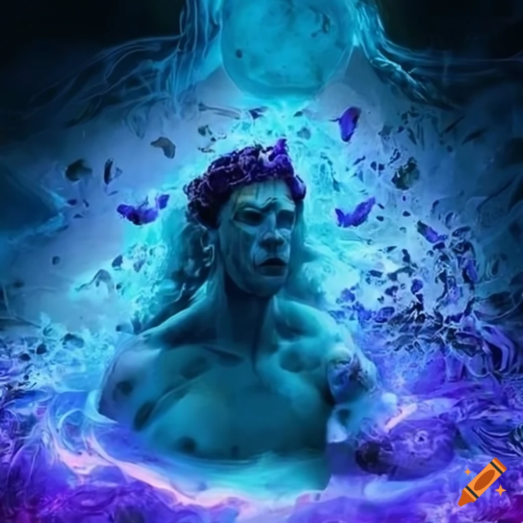 God of chlorine in blue toxic colors on Craiyon