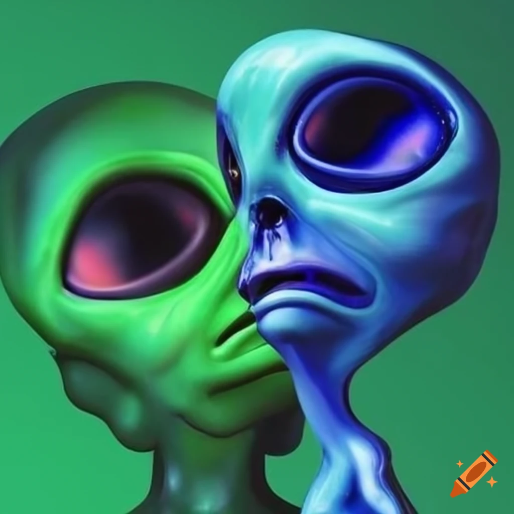 Blue and green alien lovers