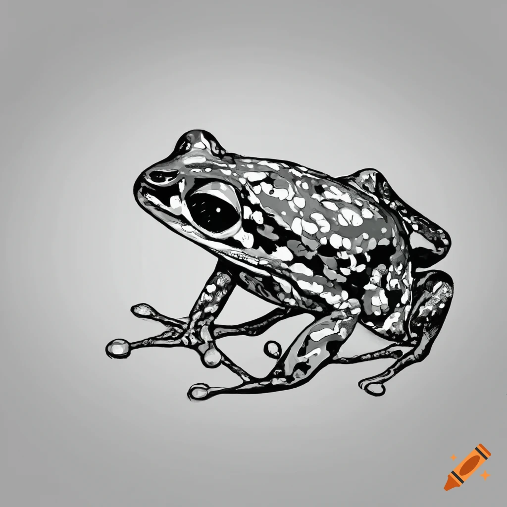 Frog coloring page in black and white