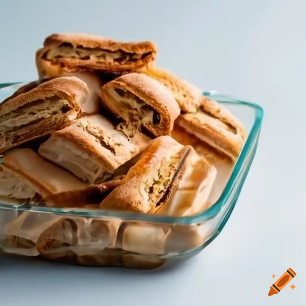 Industrial-made strudel cookies in a glass container