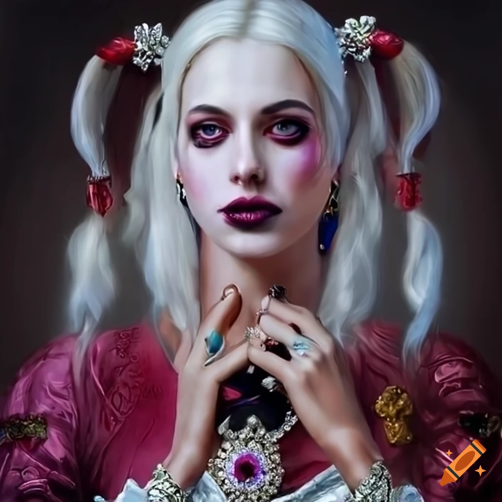 Silver-white haired lady with purple eyes in elegant medieval attire on ...