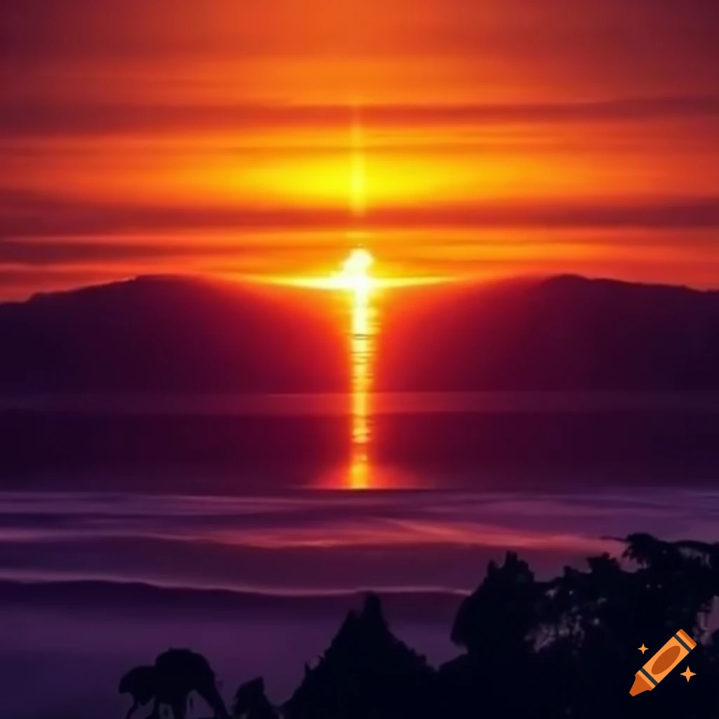 Sunrise and sunset happening simultaneously on Craiyon