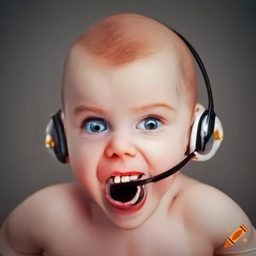 Baby with unique hairline headset dent and one tooth on craiyon