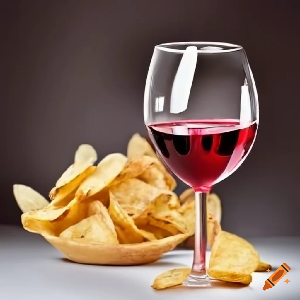 Wine and potato chip tasting party in spring on Craiyon
