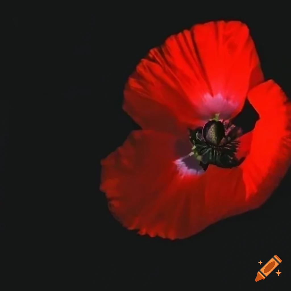 Red poppy flower in dark surroundings