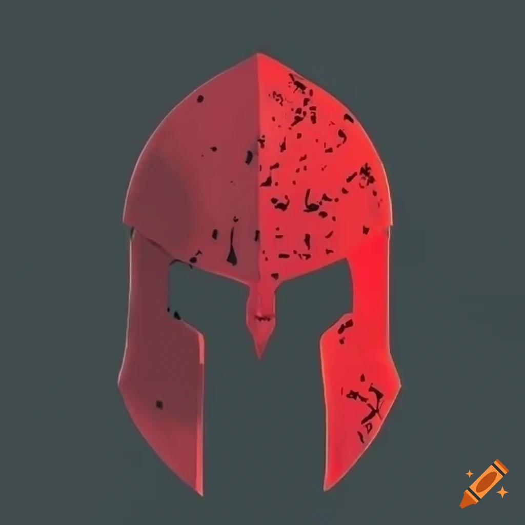 Spartan helmet silhouette with eye holes forming the letter r on Craiyon