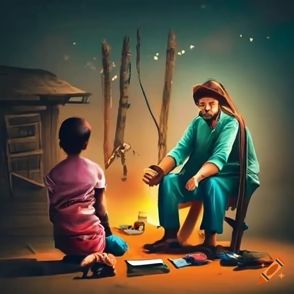 Man living in a village with family, a hardworking person in a community setting