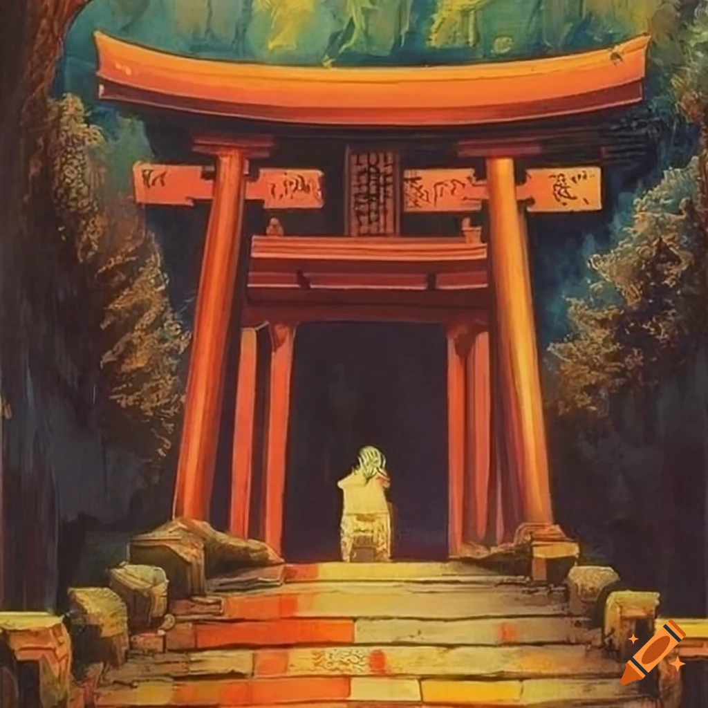 Intricate pyramid vintage poster by James Gurney