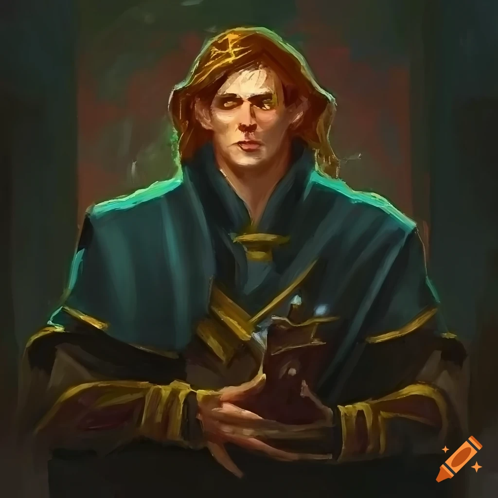 Captivating painting of a young sorcerer at a university in impressionistic style