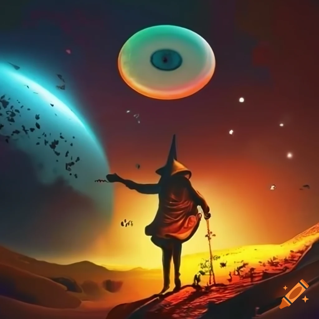 Alan Sandidge playing disc golf in a space-themed setting