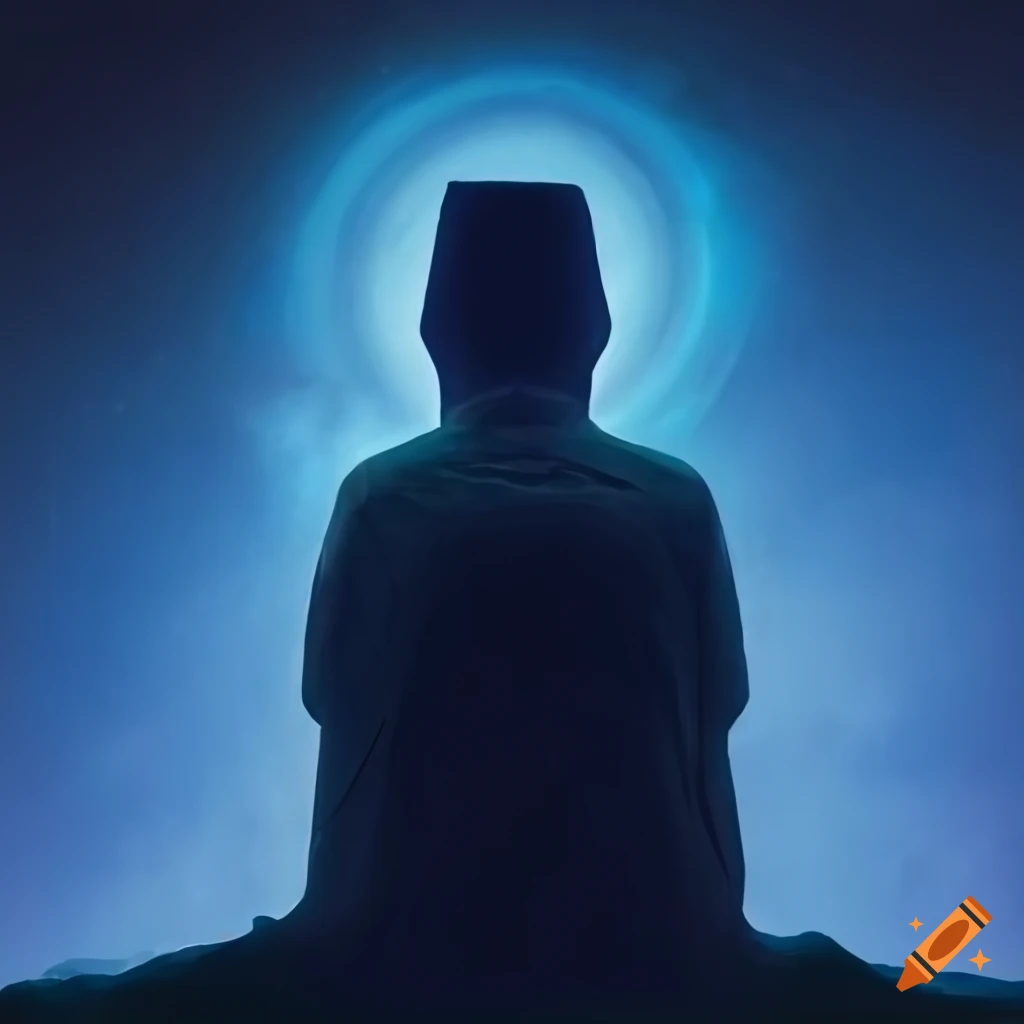 Mysterious man contemplating under a starry night sky