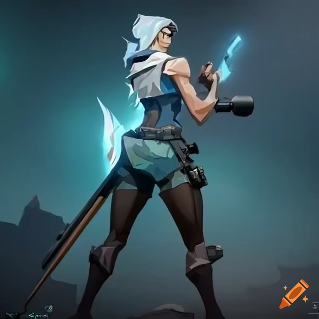 Valorant character jett holding a sniper rifle on Craiyon