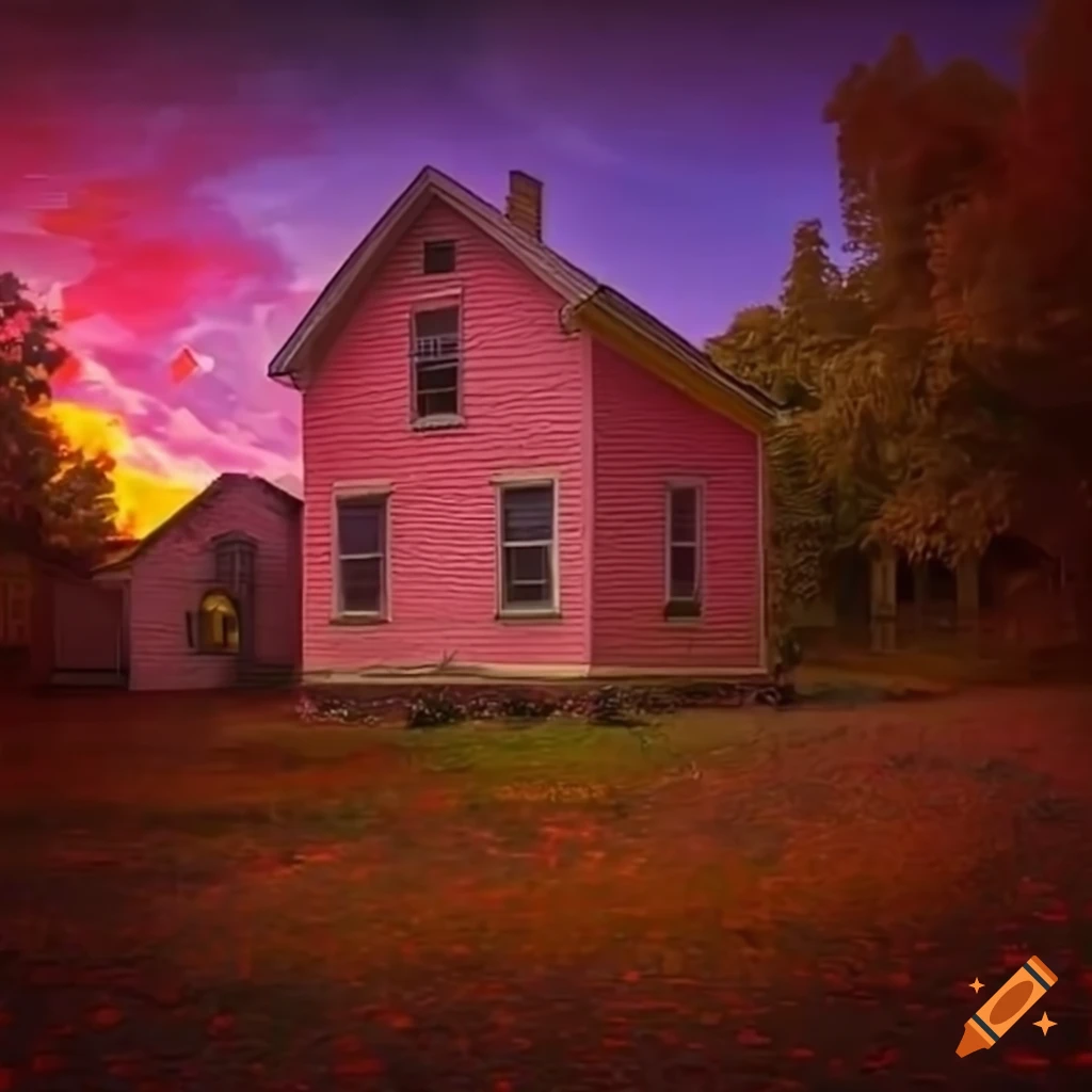 Surreal neighborhood with pastel houses and peculiar residents in a dreamcore style