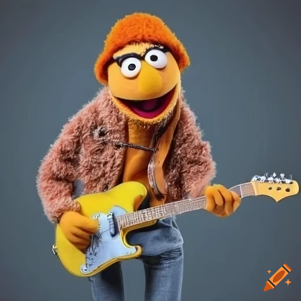 Muppet musician playing a yellow telecaster guitar on Craiyon