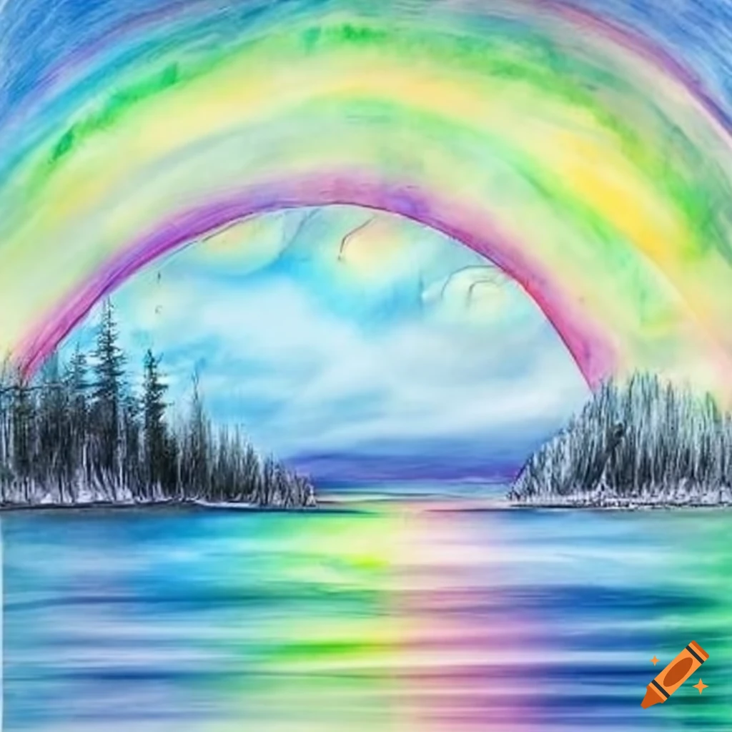 How to draw a beautiful rainbow scenery - YouTube