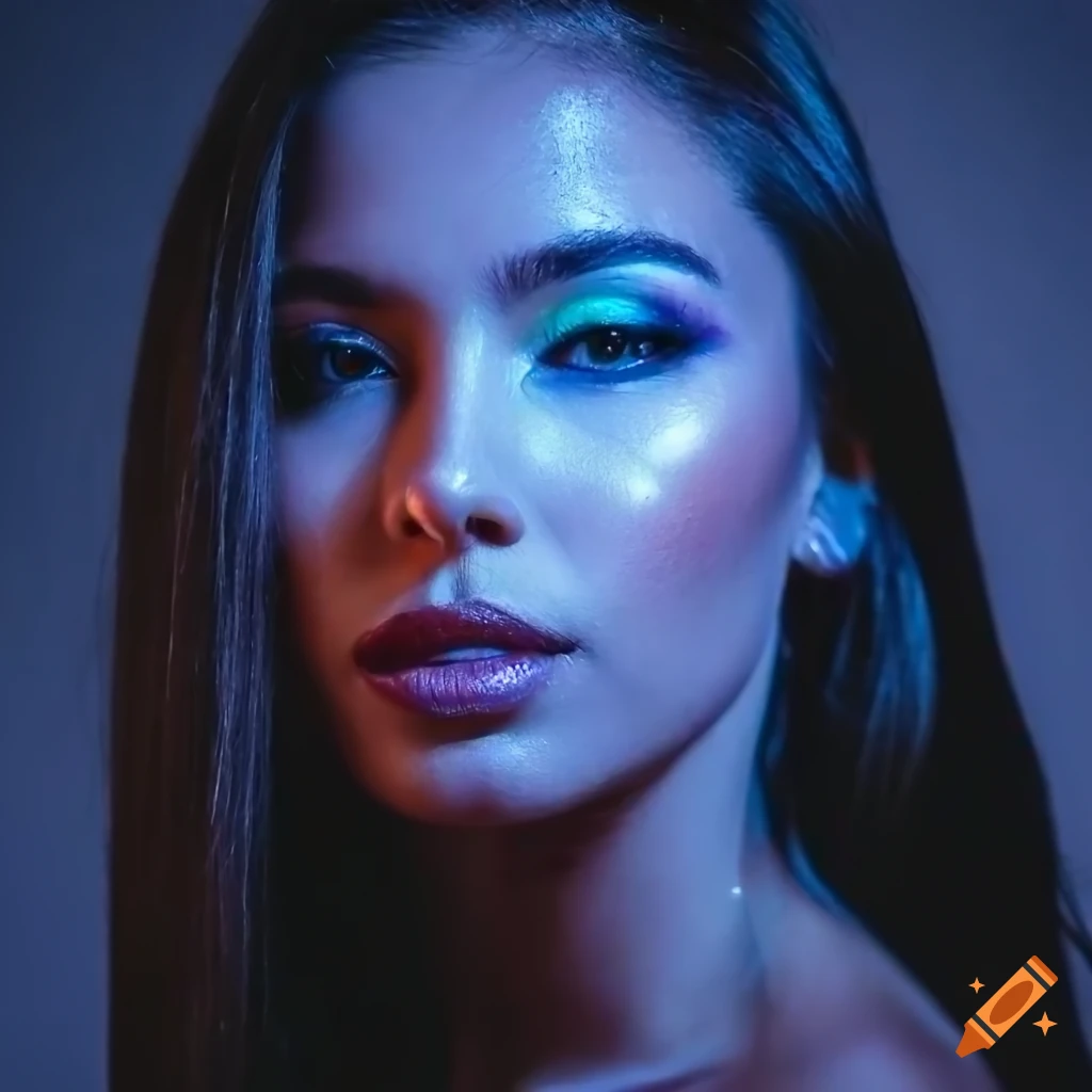 Woman With Luminous Hair And Makeup On A Dark Background In 4K woman-with-luminous-hair-and-makeup-on-a-dark-background-in-4k